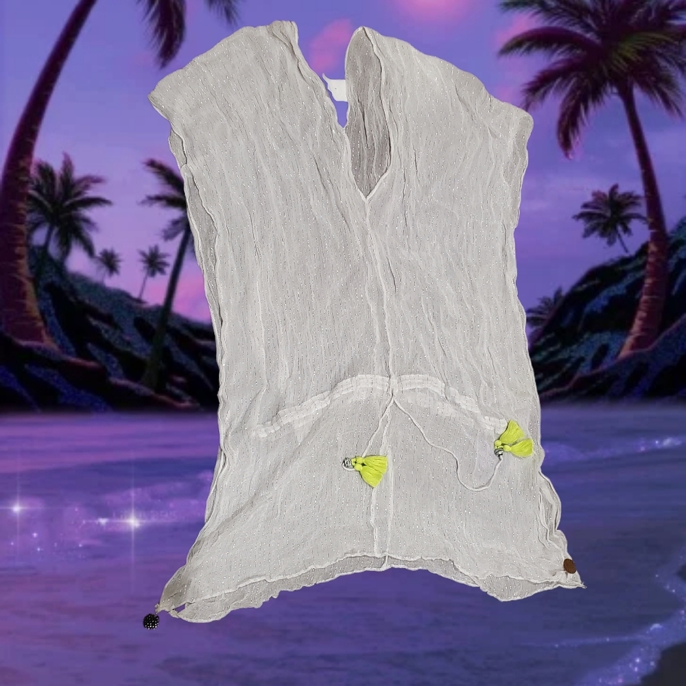 ALE BY ALESSANDRA Treasure Chest Lurex White Metallic Coverup - Picture 4 of 7